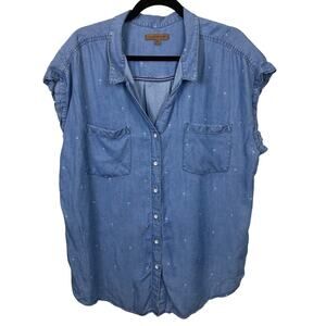 JACH’S GIRLFRIEND LIGHT BLUE TENCEL BUTTON UP SHIRT — WOMEN’S EXTRA LARGE